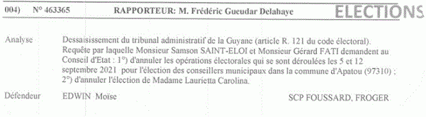 On va discuter de la validité des opérations électorales d’Apatou devant le Conseil d’Etat le 13 juillet