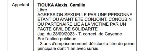Avant sa mort, Alexis Tiouka a été condamné par le tribunal correctionnel pour agression sexuelle à l’encontre de son ex-compagne