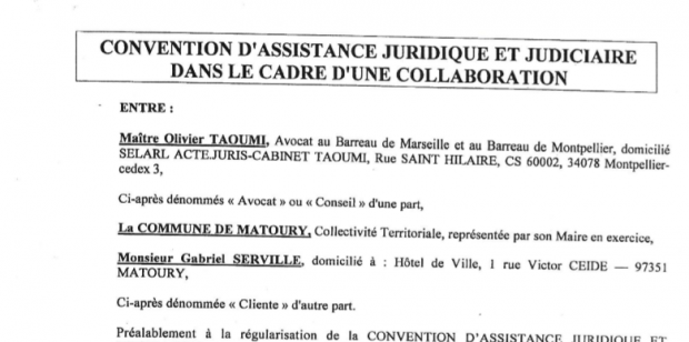 Juteuse convention pour un avocat de la mairie de Matoury : 9500 euros par mois pour Me Taoumi durant l’ère Serville !