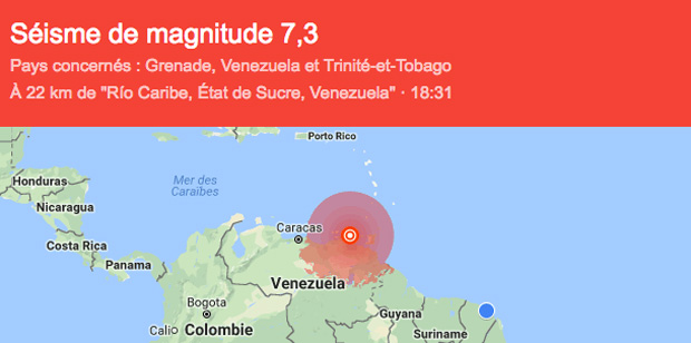La Guyane ressent le séisme de magnitude 7.3 au Venezuela
