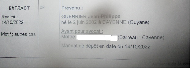 Voyage coco Guyane Orly : Jean-Philippe Guerrier, 20 ans, 5 ans de prison